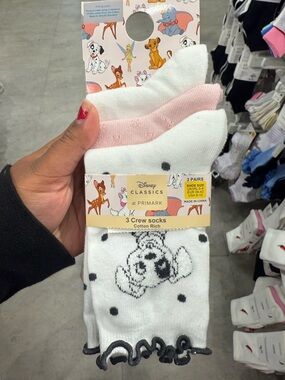 Primark Disney Classics 3-Pack Crew Socks – White & Pink